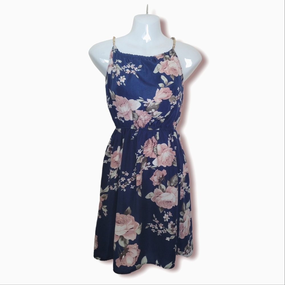 Blue and Pink Floral Dress